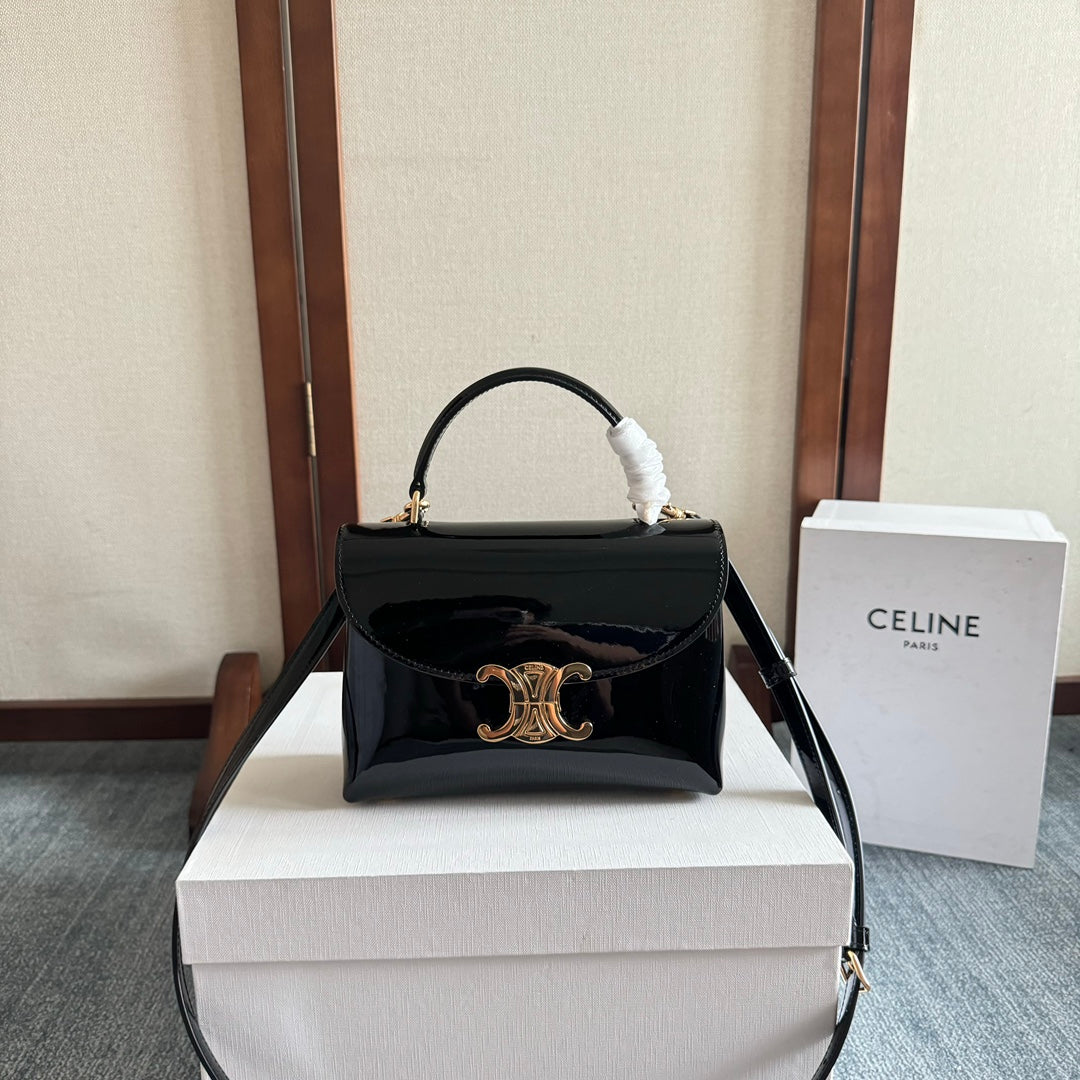 TEEN NINO BAG 20 IN BLACK GLOSSY CALFSKIN GOLD HARDWARE