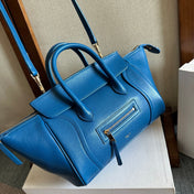 CELINE 25S NEW LUGGAGE 36MM IN DARK BLUE CALFSKIN GOLD HARDWARE
