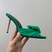 HIGH HEEL MULE 10 CM IN TEAL GREEN SUEDE