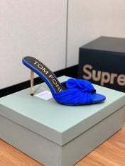 HIGH HEEL MULE 10 CM IN COBALT BLUE SUEDE