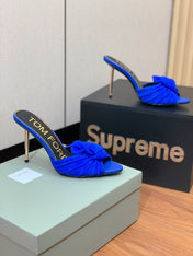 HIGH HEEL MULE 10 CM IN COBALT BLUE SUEDE