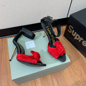 HIGH SANDAL 10 CM IN CHERRY RED SUEDE