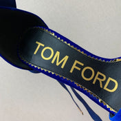 ANKLE SANDAL 10 CM IN NAVY BLUE VELVET AND SILK