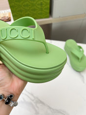 THONG PLATFORM 5 CM IN PISCHIATO GREEN IMPORTED TPU