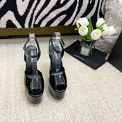 SL JODIE PLATFORM SANDALS BLACK POLISHED CALFSKIN