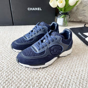 CC SNEAKER IN NAVY BLUE WOOL TWEED AND SUEDE