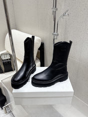 CELINE 26S ZIP-UP ANKLE BOOTS IN BLACK CALFSKIN