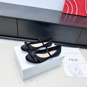 DIOR 26S LOVELY-D BALLET FLAT IN BLACK SATIN WITH BOW