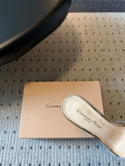 GIANVITO ROSSI 26S HEELED SANDALS 75 MM IN GOLD PATENT CALFSKIN AND PVC