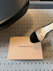 GIANVITO ROSSI 26S HEELED SANDALS 75 MM IN BLACK PATENT CALFSKIN AND PVC