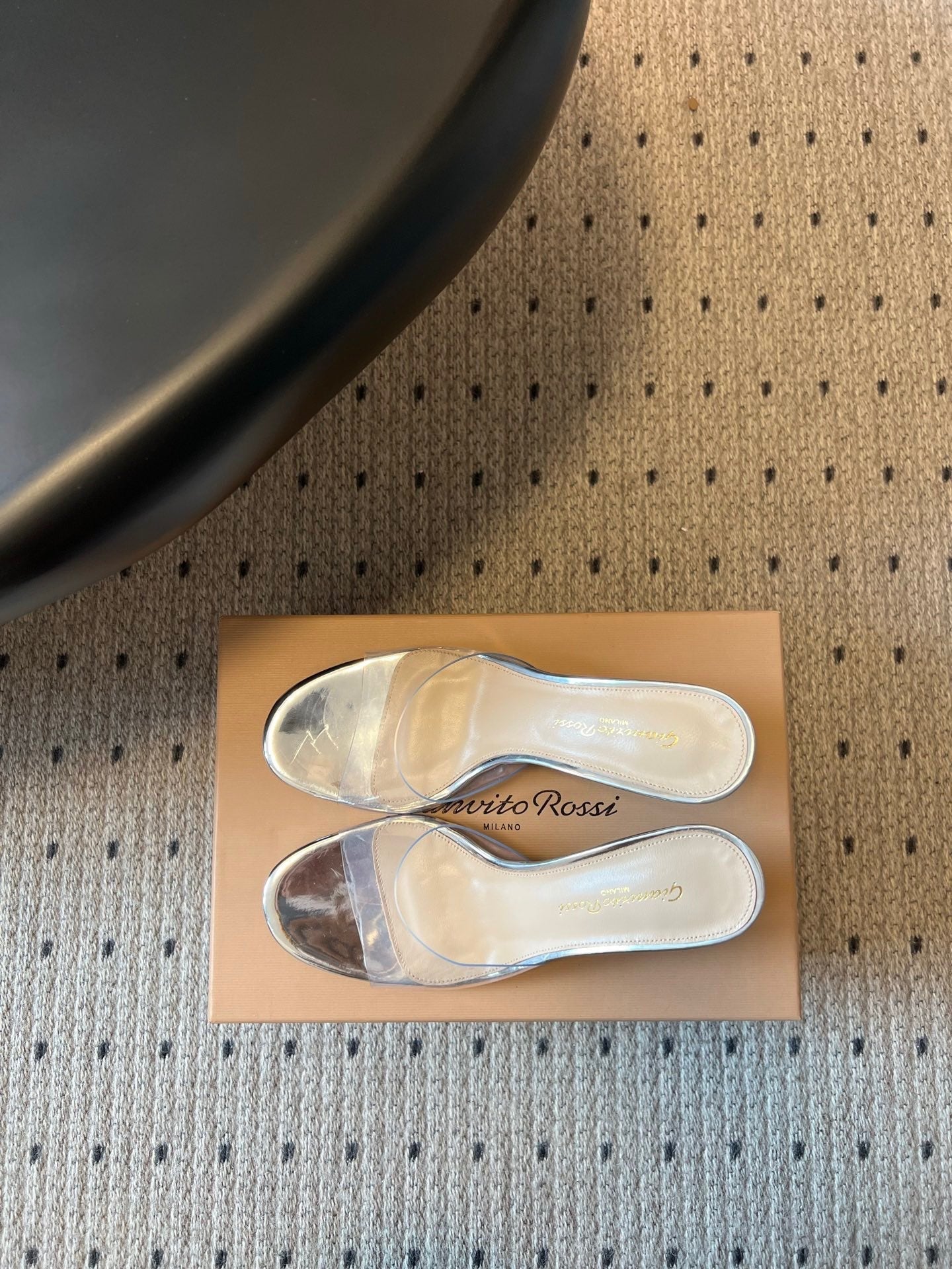 GIANVITO ROSSI 26S HEELED SANDALS 75 MM IN SILVER CALFSKIN AND PVC