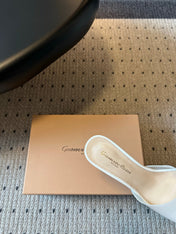 GIANVITO ROSSI 26S HEELED SANDALS 75 MM IN WHITE  PATENT CALFSKIN AND PVC