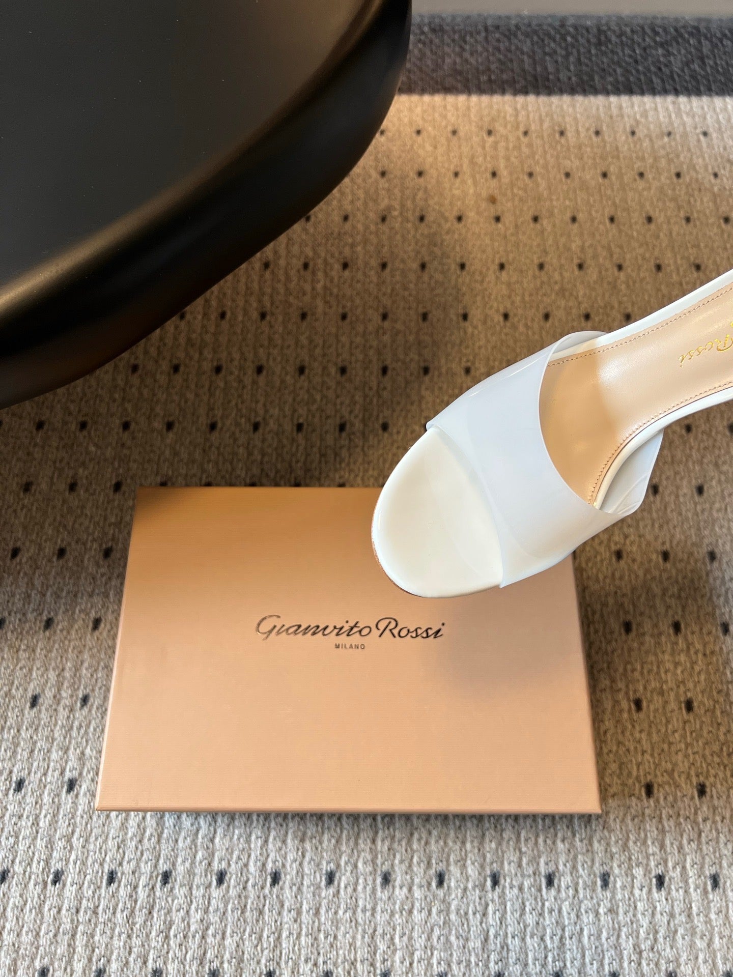 GIANVITO ROSSI 26S HEELED SANDALS 75 MM IN WHITE  PATENT CALFSKIN AND PVC