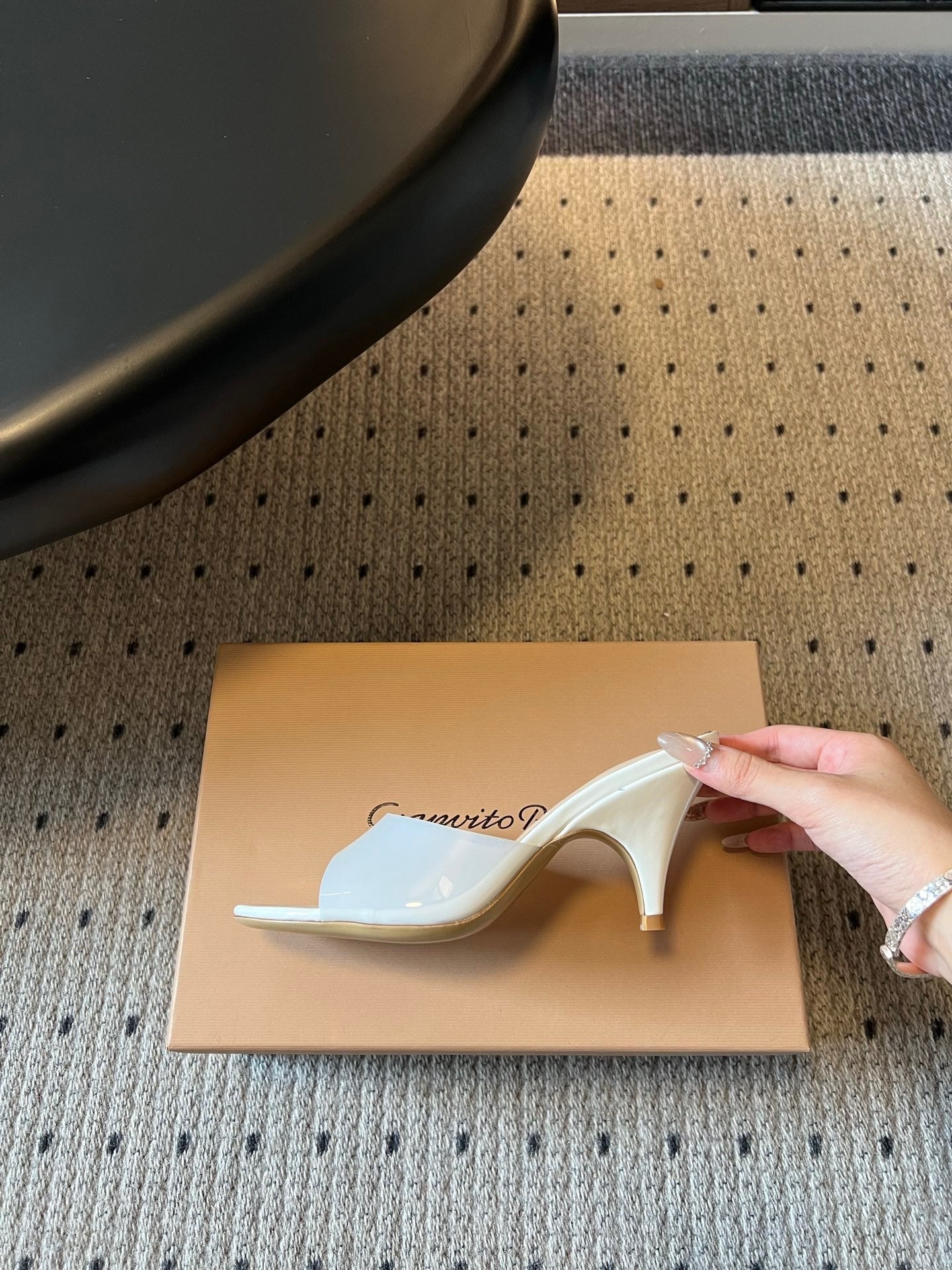 GIANVITO ROSSI 26S HEELED SANDALS 75 MM IN WHITE  PATENT CALFSKIN AND PVC