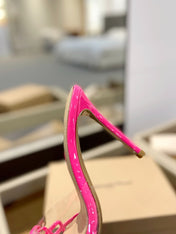 GIANVITO ROSSI 26S HEELED SANDALS 105 MM IN PINK PATENT CALFSKIN