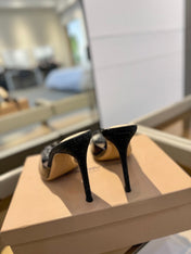 GIANVITO ROSSI 26S POINTED-TOE HIGH-HEEL SANDALS 105 MM IN BLACK GLITTER FABRIC