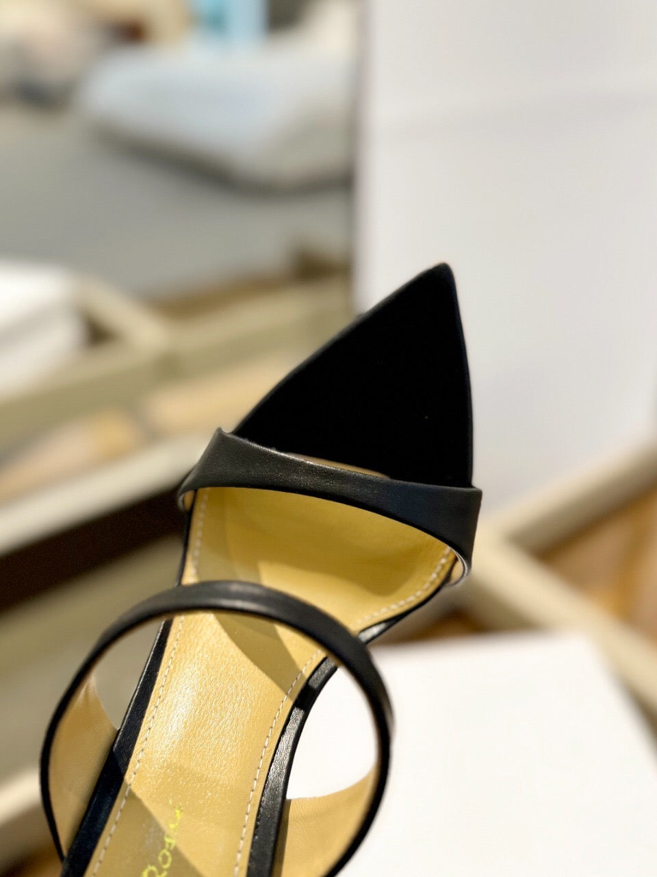 GIANVITO ROSSI 26S POINTED-TOE HEELED SANDALS 105 MM IN BLACK CALFSKIN