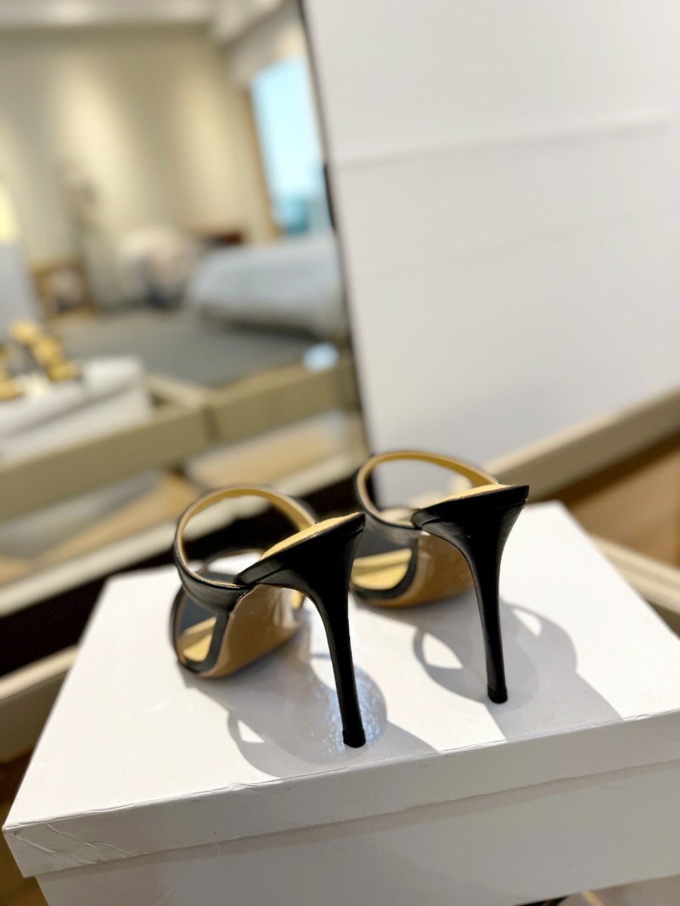 GIANVITO ROSSI 26S POINTED-TOE HEELED SANDALS 105 MM IN BLACK CALFSKIN