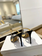 GIANVITO ROSSI 26S POINTED-TOE HEELED SANDALS 105 MM IN BLACK CALFSKIN