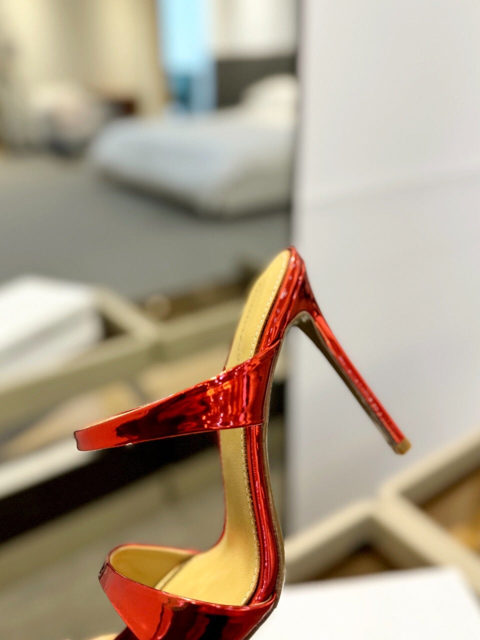 GIANVITO ROSSI 26S POINTED-TOE HEELED SANDALS 105 MM IN DARK RED PATENT CALFSKIN