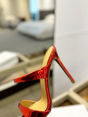 GIANVITO ROSSI 26S POINTED-TOE HEELED SANDALS 105 MM IN DARK RED PATENT CALFSKIN