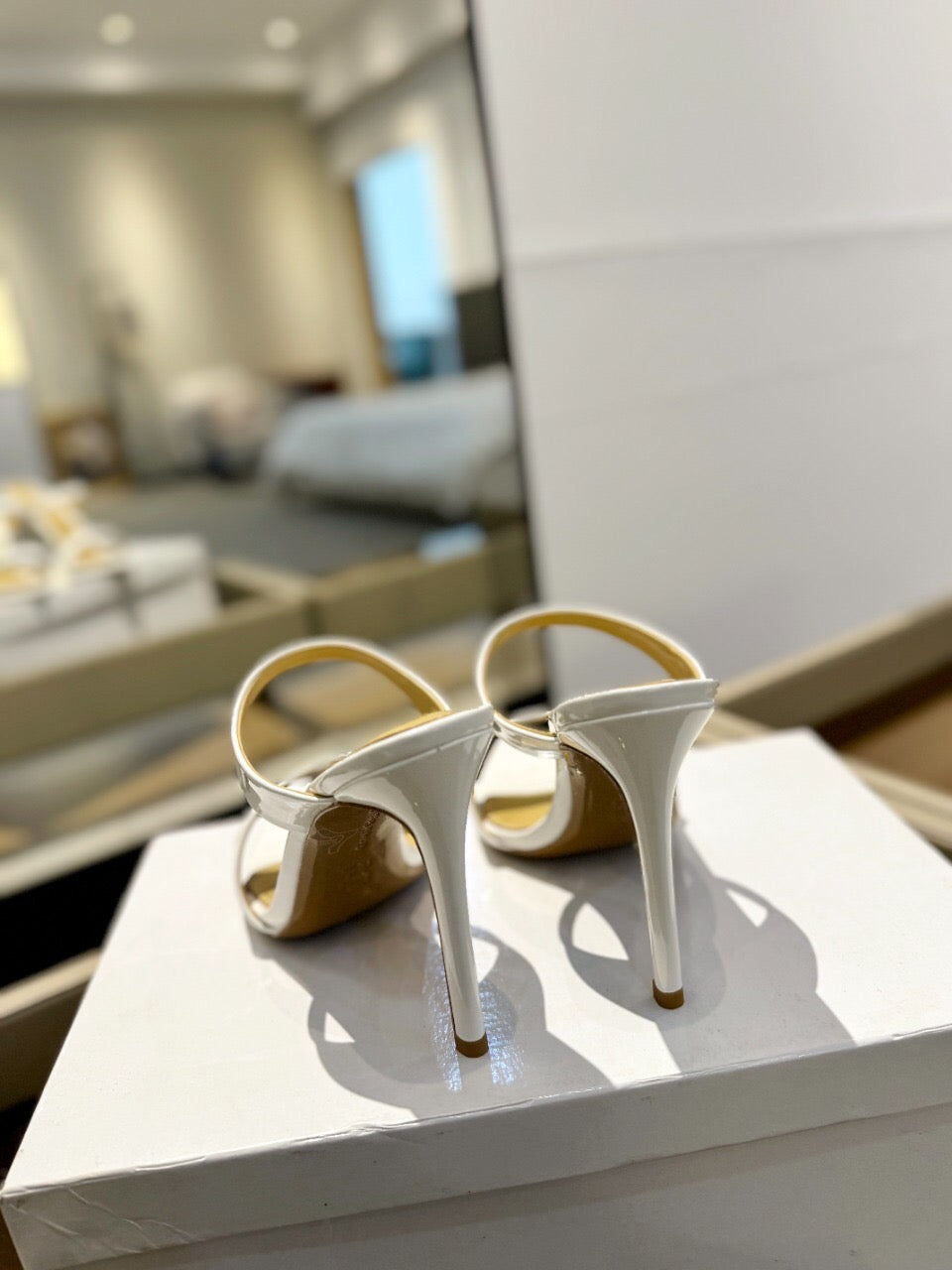 GIANVITO ROSSI 26S POINTED-TOE HEELED SANDALS 105 MM IN WHITE CALFSKIN