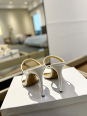 GIANVITO ROSSI 26S POINTED-TOE HEELED SANDALS 105 MM IN WHITE CALFSKIN