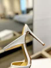 GIANVITO ROSSI 26S POINTED-TOE HEELED SANDALS 105 MM IN WHITE CALFSKIN
