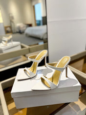 GIANVITO ROSSI 26S POINTED-TOE HEELED SANDALS 105 MM IN WHITE CALFSKIN