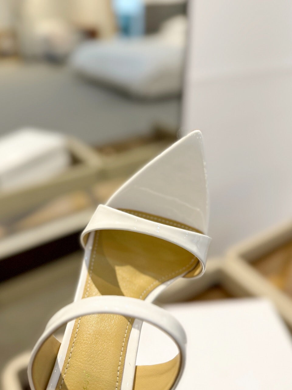 GIANVITO ROSSI 26S POINTED-TOE HEELED SANDALS 105 MM IN WHITE CALFSKIN
