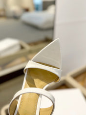 GIANVITO ROSSI 26S POINTED-TOE HEELED SANDALS 105 MM IN WHITE CALFSKIN