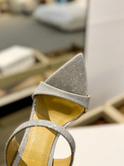 GIANVITO ROSSI 26S HEELED SANDALS 105 MM IN SILVER GLITTER