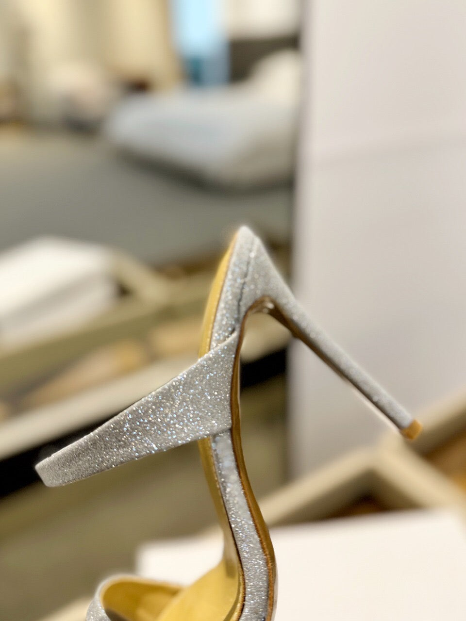 GIANVITO ROSSI 26S HEELED SANDALS 105 MM IN SILVER GLITTER
