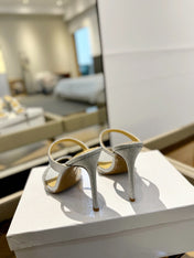 GIANVITO ROSSI 26S HEELED SANDALS 105 MM IN SILVER GLITTER