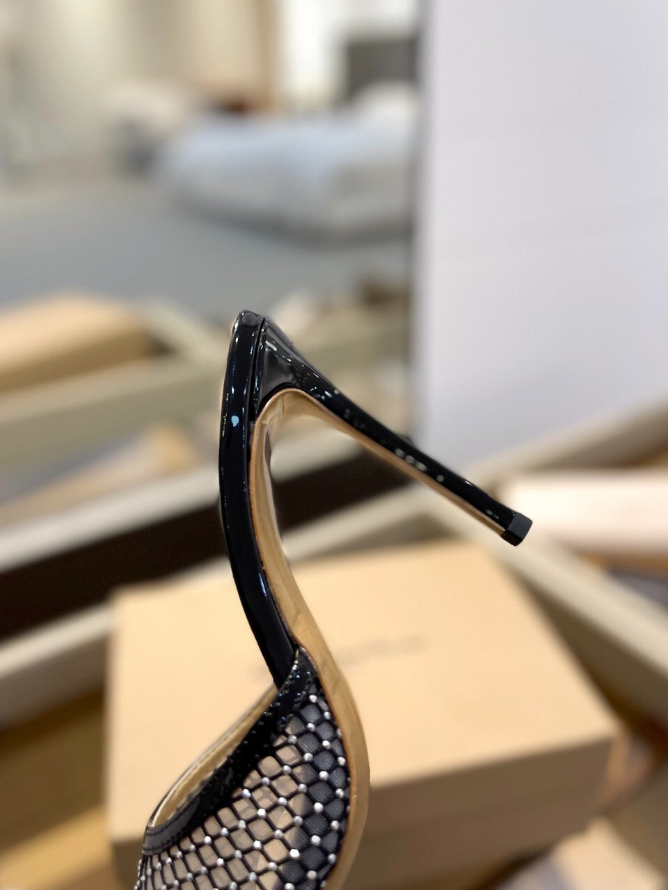 GIANVITO ROSSI 26S HEELED SANDALS 105 MM IN BLACK MESH FABRIC AND CALFSKIN