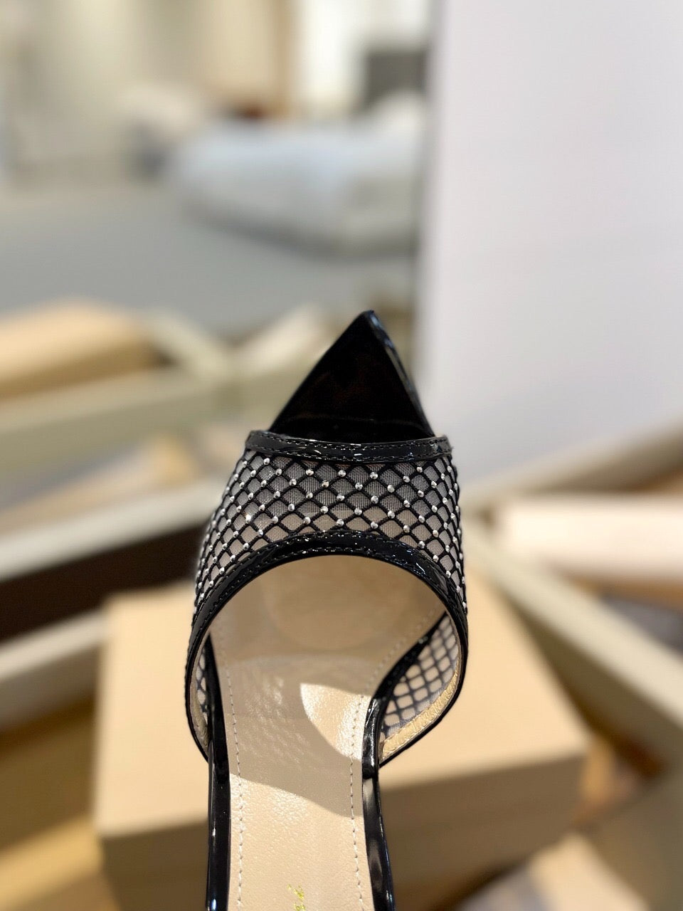 GIANVITO ROSSI 26S HEELED SANDALS 105 MM IN BLACK MESH FABRIC AND CALFSKIN