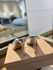 GIANVITO ROSSI 26S HEELED SANDALS 105 MM IN SILVER CALFSKIN