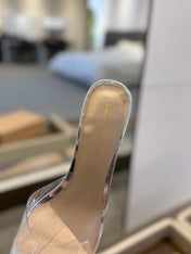 GIANVITO ROSSI 26S HEELED SANDALS 105 MM IN SILVER CALFSKIN