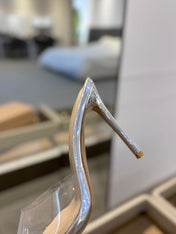 GIANVITO ROSSI 26S HEELED SANDALS 105 MM IN SILVER CALFSKIN