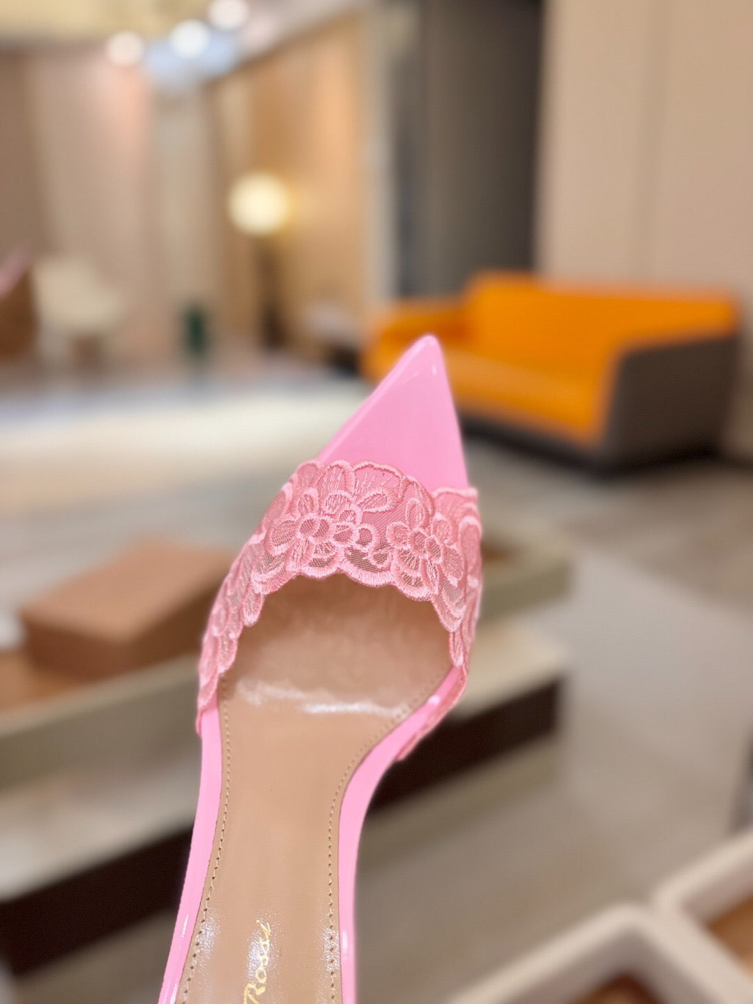 GIANVITO ROSSI 26S HEELED SANDALS 105 MM IN LIGHT PINK LACE AND LAMBSKIN