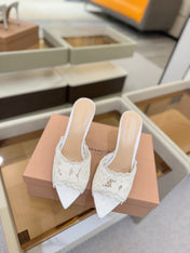 GIANVITO ROSSI 26S HEELED SANDALS 105 MM IN WHITE SUEDE AND LACE