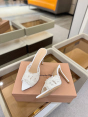 GIANVITO ROSSI 26S HEELED SANDALS 105 MM IN WHITE SUEDE AND LACE