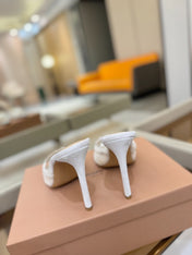 GIANVITO ROSSI 26S HEELED SANDALS 105 MM IN WHITE SUEDE AND LACE