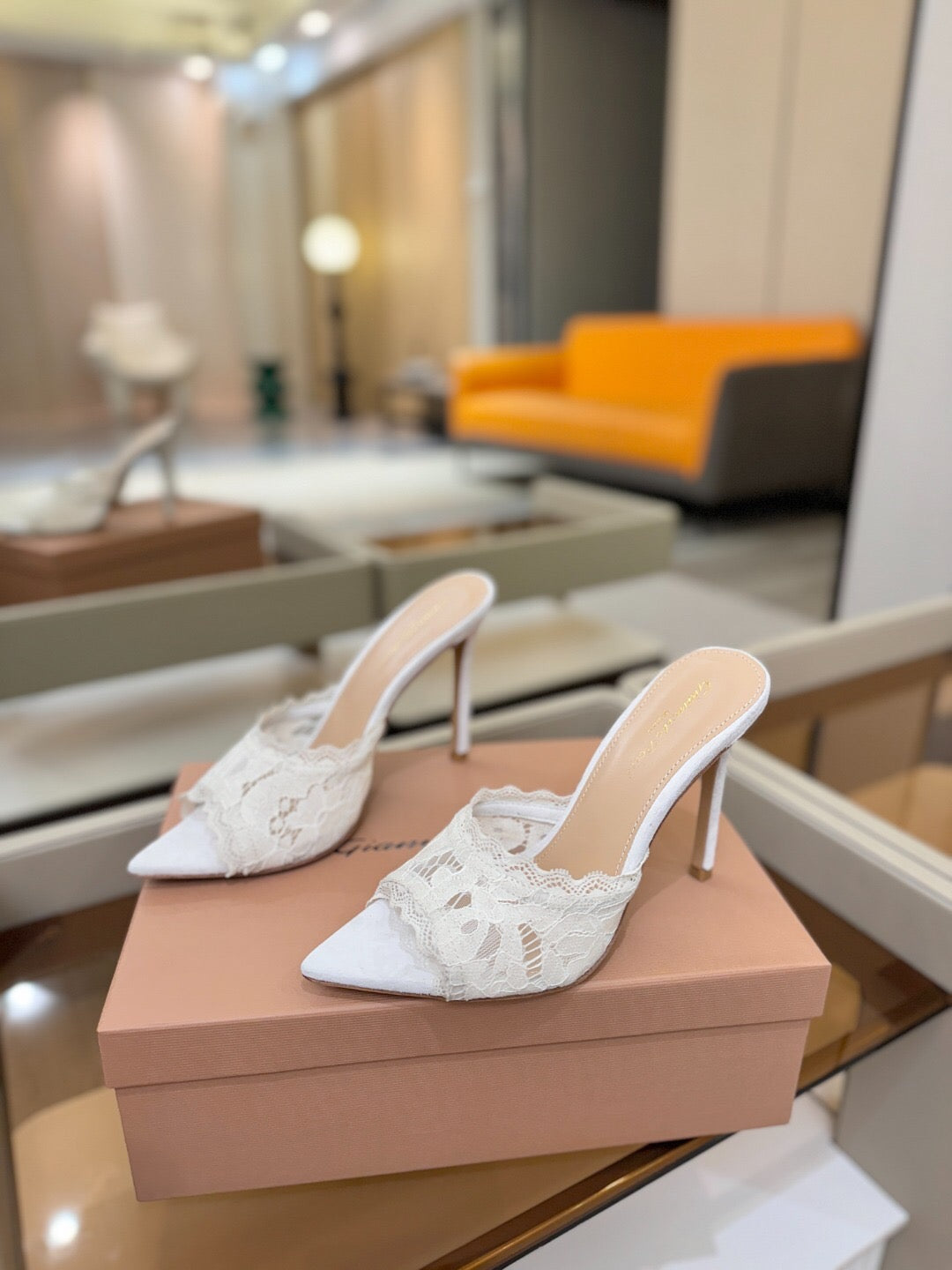 GIANVITO ROSSI 26S HEELED SANDALS 105 MM IN WHITE SUEDE AND LACE