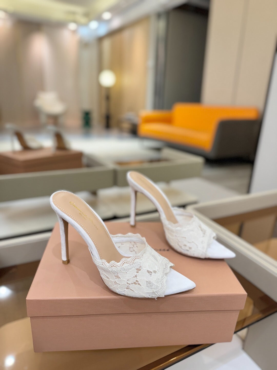 GIANVITO ROSSI 26S HEELED SANDALS 105 MM IN WHITE SUEDE AND LACE