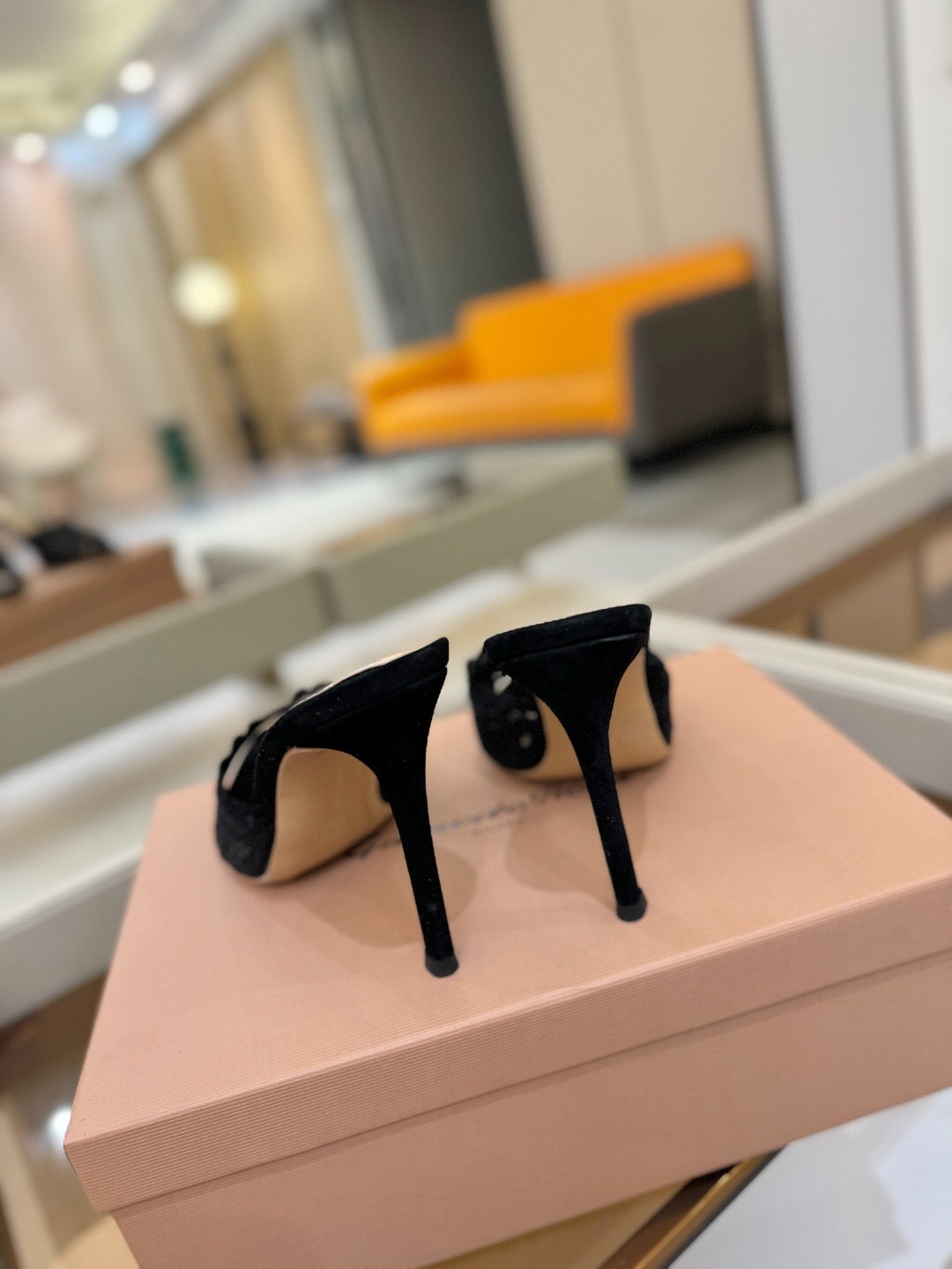 GIANVITO ROSSI 26S HEELED SANDALS 105 MM IN BLACK SUEDE AND LACE