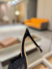 GIANVITO ROSSI 26S HEELED SANDALS 105 MM IN BLACK SUEDE AND LACE