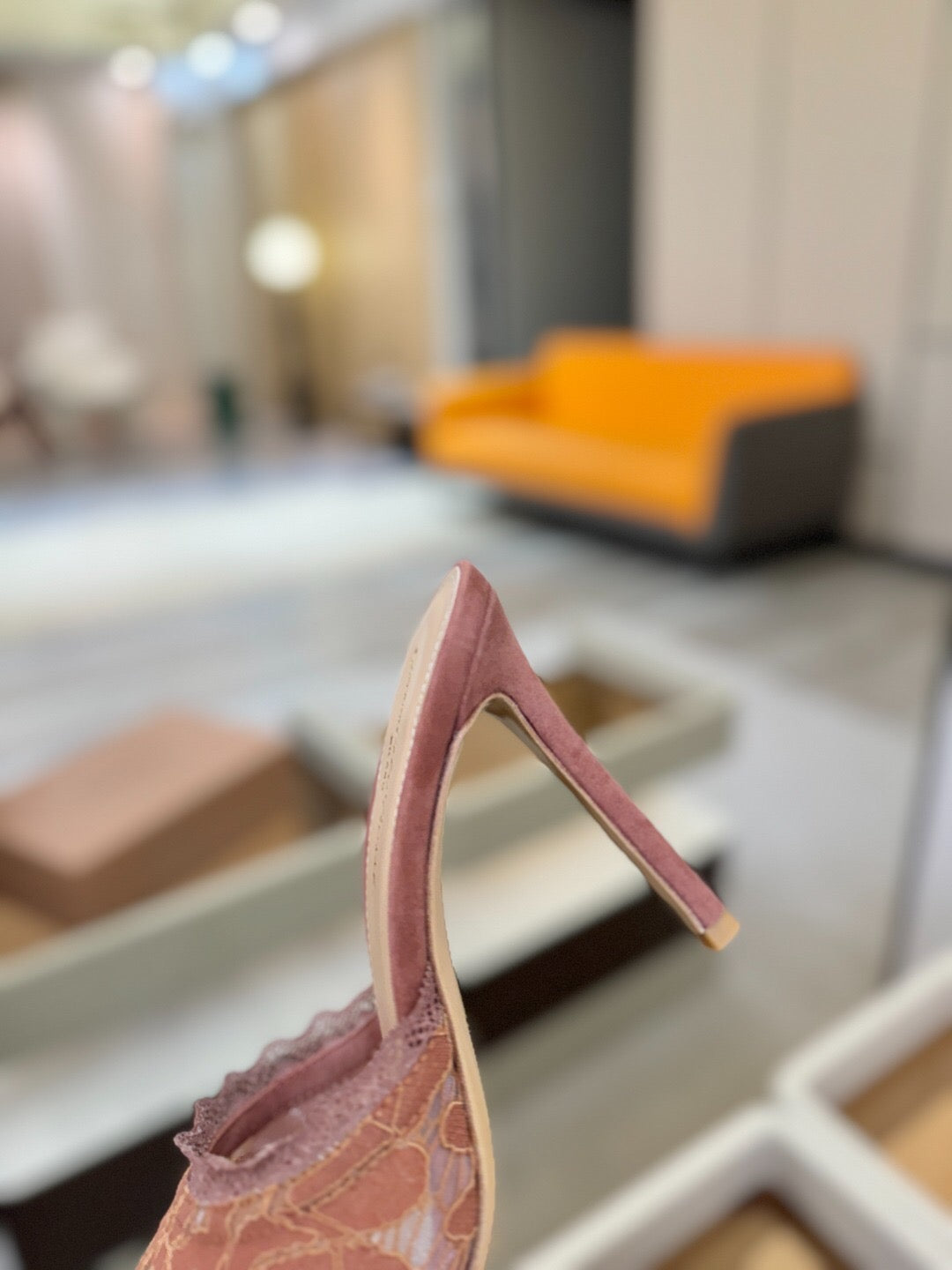 GIANVITO ROSSI 26S HEELED SANDALS 105 MM IN PINKISH BROWN SUEDE AND LACE