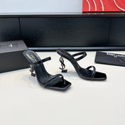 YSL 26S DOUBLE-STRAP HEELED SANDALS 100 MM IN BLACK CALFSKIN