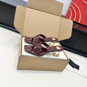 YSL 26S QUILTED THONG SANDALS 50 MM IN WINE RED LAMBSKIN